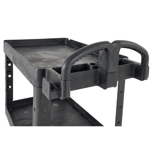 Chariot utilitaire robuste à 2 étagères Rubbermaid® | Étagère à rebord | Roulettes pivotantes | 4520