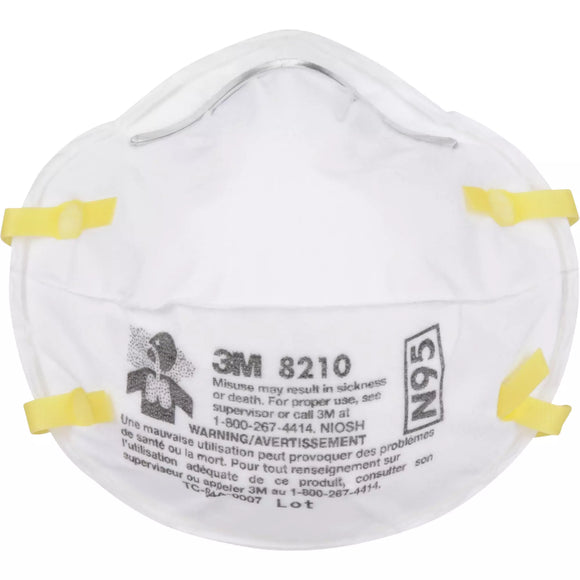Respirateur jetable contre les particules 3M™ 8210 avec pince-nez réglable en aluminium | N95