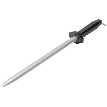 12" Oval Diamond Knife Sharpening Steel with Black Plastic Handle