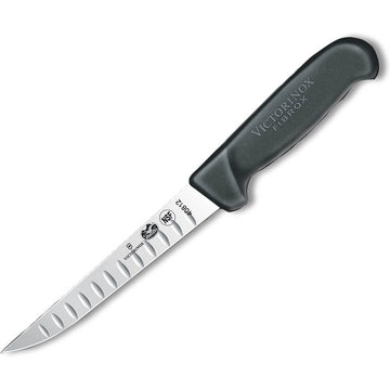 Couteau à désosser à lame alvéolée, droite et rigide de 15 cm et manche en Fibrox®