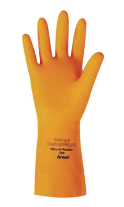 Ansell Flocklined Latex Heavyweight Dishwashing Glove 28 Mil Orange