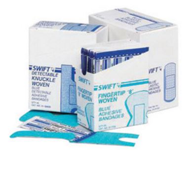 High Visibility Blue Woven Strip Adhesive Bandage 1" X 3"  (100 Per Box)