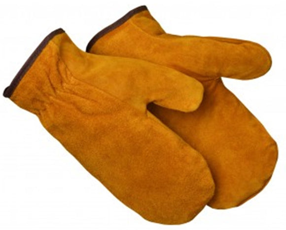 Gants mitaines doublés de fourrure de vachette marron bourbon