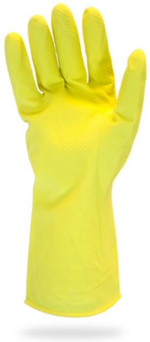 Gants en latex doublés de flocage jaune