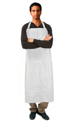 Acheter white Tabliers ajustables réutilisables en polyuréthane | 35&quot; x 45&quot; | 5,5 mil | Sac de 10 ou caisse de 50