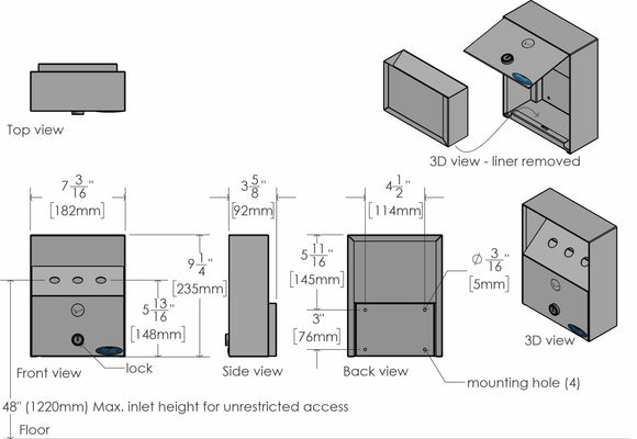 Wall-Mount Ashtray | Stainless Steel Heavy Duty Outdoor Ash Bin