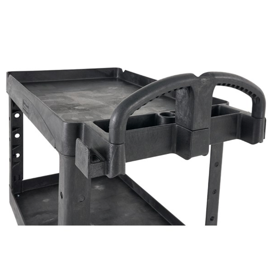 Chariot utilitaire robuste à 2 étagères Rubbermaid® | Étagère à rebord | Roulettes pivotantes | 4520