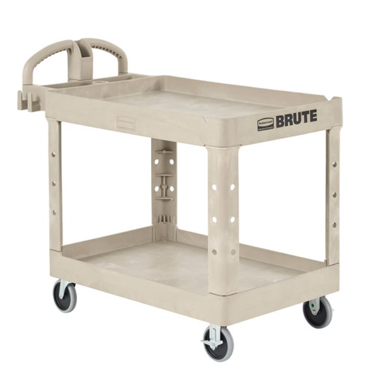 Acheter beige Chariot utilitaire robuste à 2 étagères Rubbermaid® | Étagère à rebord | Roulettes pivotantes | 4520