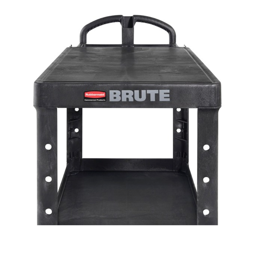 Grand chariot utilitaire robuste à 2 étagères Rubbermaid® | Étagère plate | Roulettes pivotantes | 4545