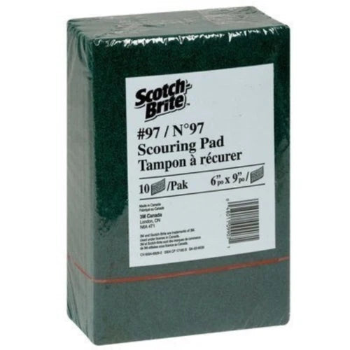 Tampon à récurer vert pour travaux moyens 3M™ Scotch-Brite™ n° 97 | 6" x 9" | Paquet de 10 - 0