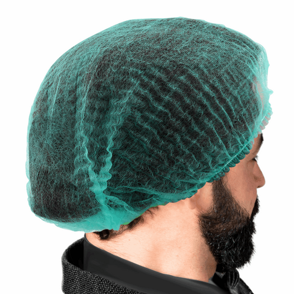 Green Pleated Bouffant Hairnet Pleated Bouffant Hair Nets – Multiple Sizes, Lightweight, Secure, Food Processing, and Medical Use