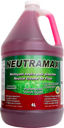 Neutramax neutral cleaner for floor in a large bottle with a pink handle.