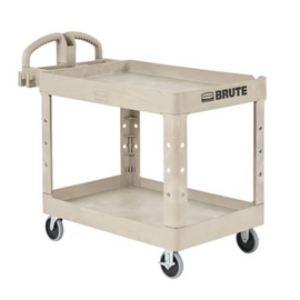 Brute Heavy Duty Ergonomic Handle Utility Cart with Lipped Shelf