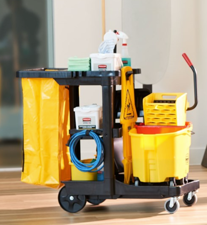 Chariot de concierge standard Rubbermaid® avec sac en vinyle à fermeture éclair - 0