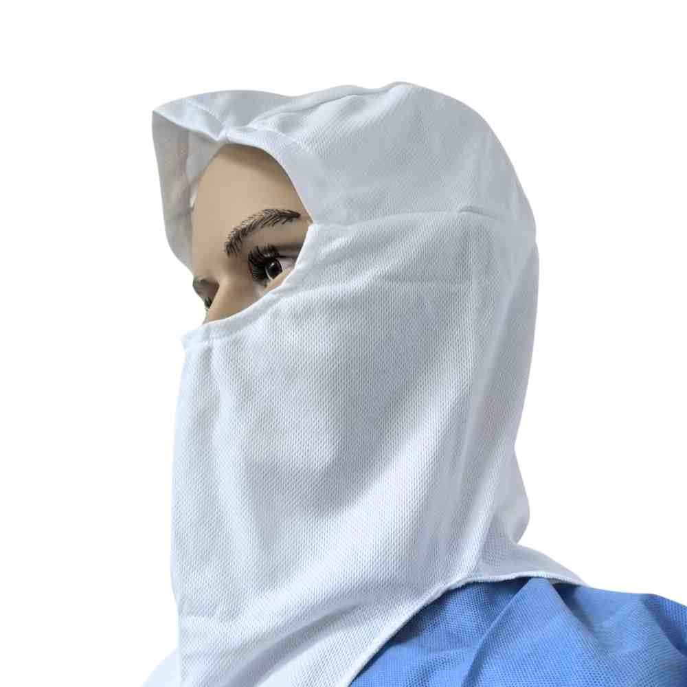 Polyester Reusable and Washable Stretch Hood | White