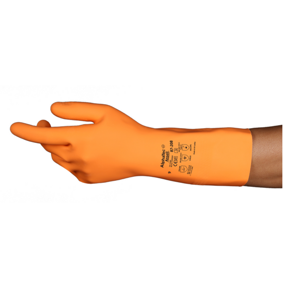 Thick Durable Orange Work Glove Latex Rubber 