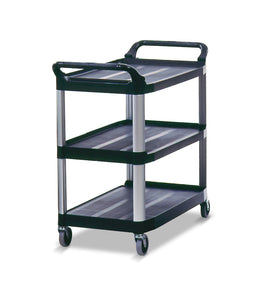 Black Kitchen Utility Cart With 3 Shelves on White Background
