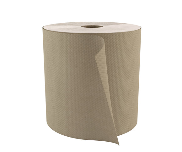 Brown Hand Paper Roll – Classic, 8"x800', 2" Core, Durable, Eco-Friendly, High-Traffic Business Use
