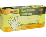 ProtecAll Disposable Clear Vinyl Gloves Lightly Powdered,100 per dispenser box (Sold per case of 1000)