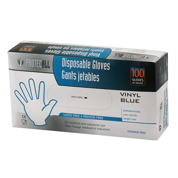 ProtecAll Vinyl Disposable Blue Gloves Lightly Powdered, 1000/Case