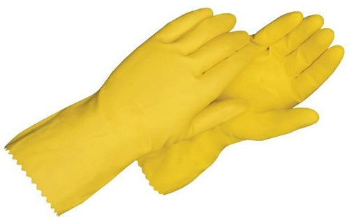 Yellow Flock Lined Latex Gloves 18 mil Large