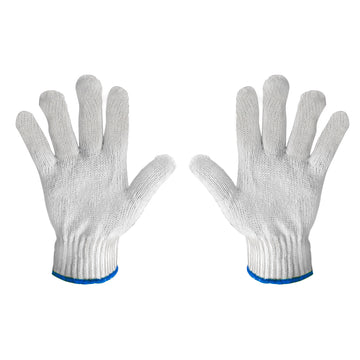 White String Knit Gloves 70% Polyester / 30% Cotton