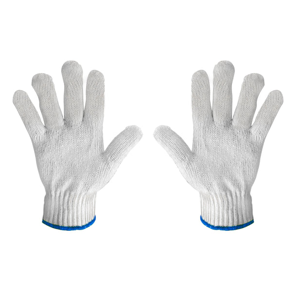 White String Knit Gloves 70% Polyester / 30% Cotton