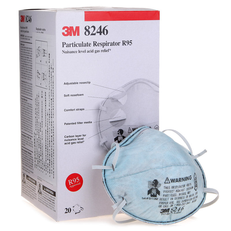 3M™ Particulate Respirator 8246, R95, with Nuisance Level Acid Gas Relief 120 EA/Case
