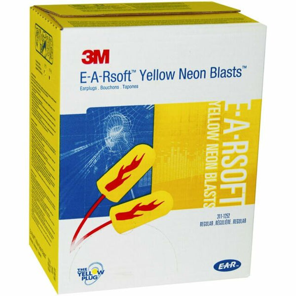 3M® E-A-Rsoft® Bouchons d'oreilles métalliques en PVC jaune et mousse isolés emballés individuellement