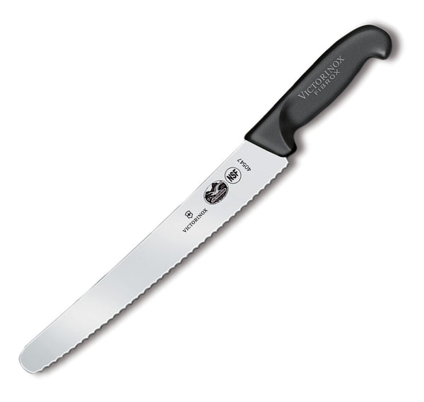 Couteau avec lame de 26 cm au tranchant dentelé et manche en Fibrox®
