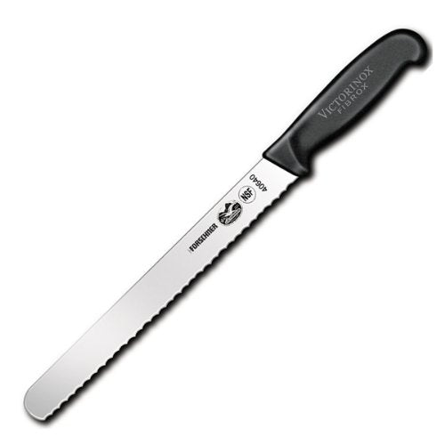 Couteau à trancher à lame de 25 cm au tranchant dentelé et manche en Fibrox®