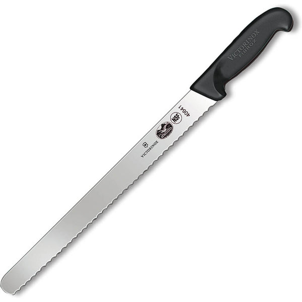 Couteau à trancher à lame de 30 cm, au tranchant dentelé, et manche en Fibrox®