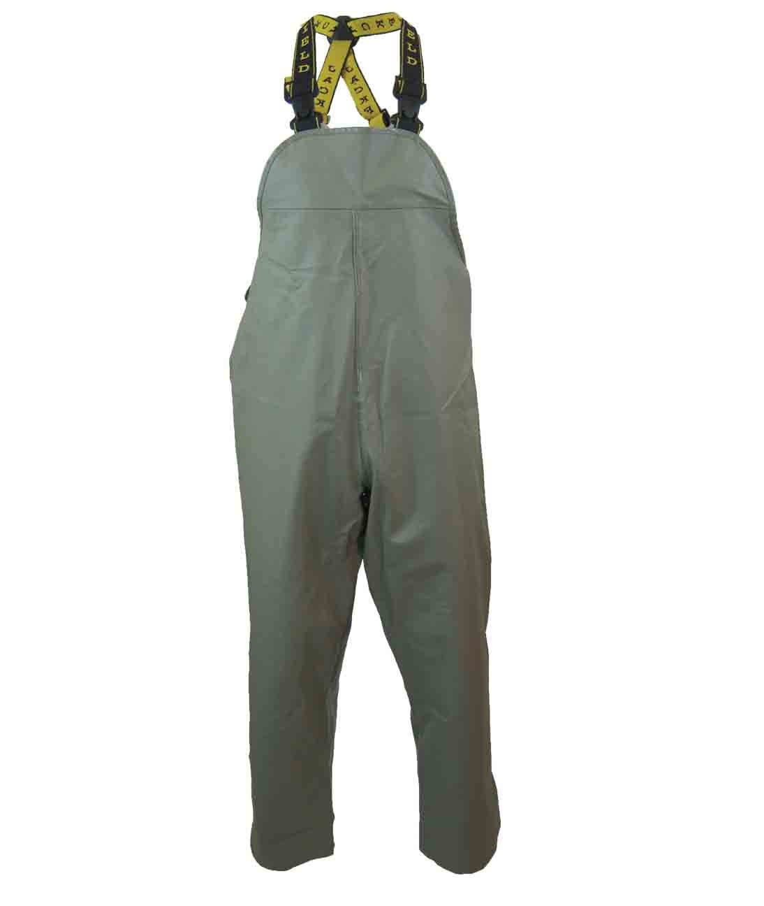 Jackfield Green PVC/Nylon Waterproof Overall Rainpants Chemical and acid Resistant with Hood