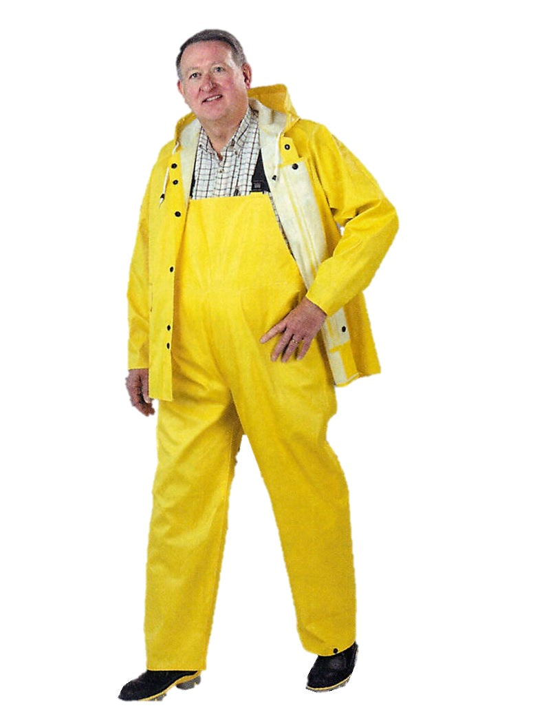 Manteau en Polyester PVC non-tissé de Webtex Jaune avec Fermetures à Glissière et Capuchon a Bouton Pression