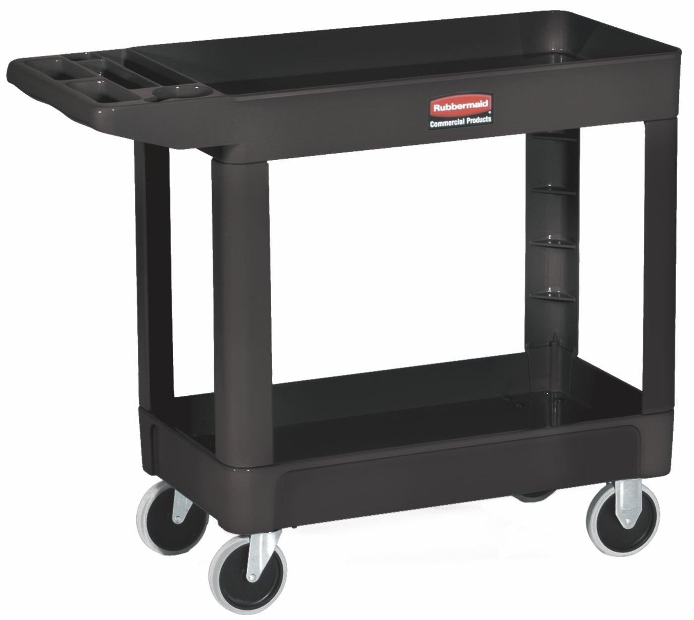 Chariot utilitaire à 2 étagères Rubbermaid HD avec tablette à rebord - 0