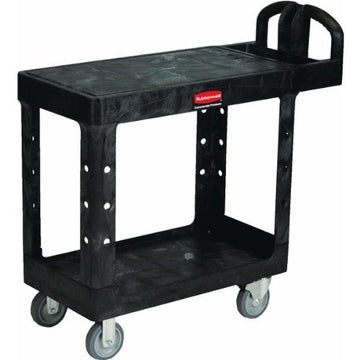 Rubbermaid HD 2-Shelf Black Utility Cart 19" x 38" x 33" #4505