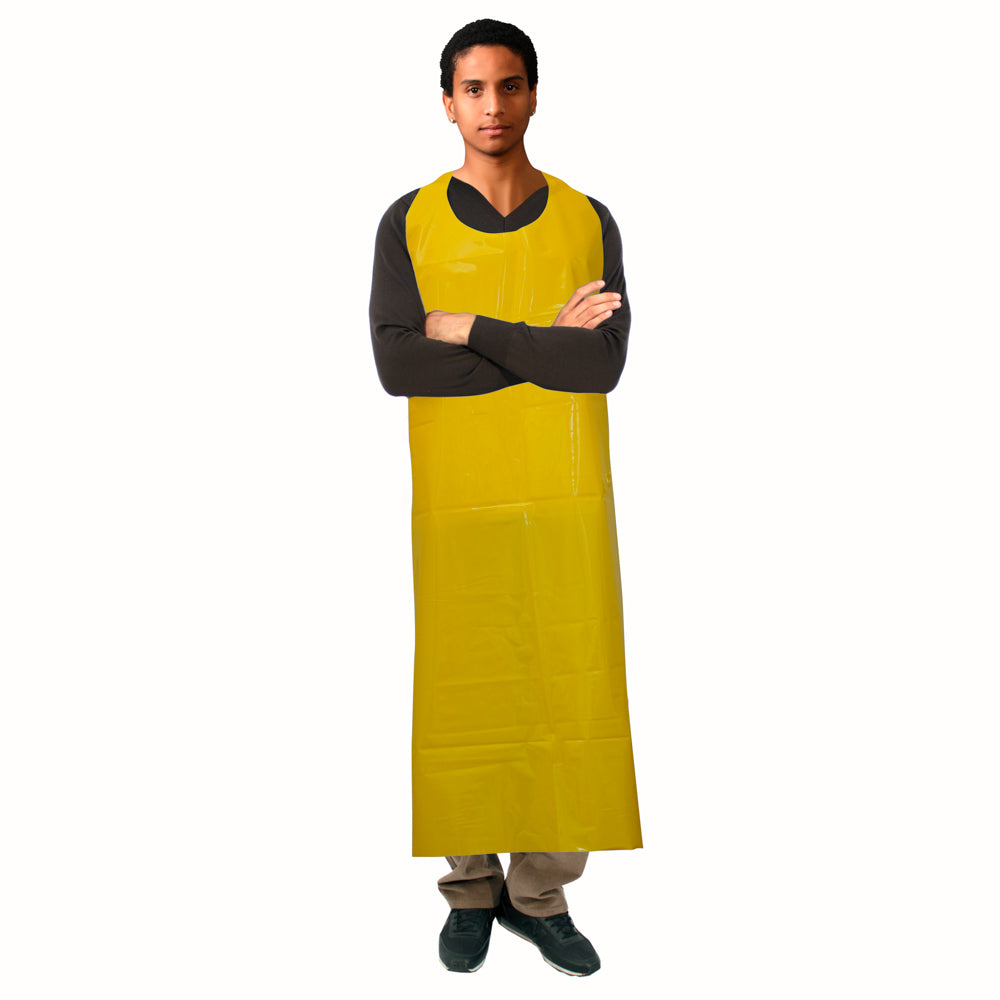 Buy yellow Reusable Polyurethane Die-Cut Aprons |  35&quot;x45&quot; | Bag of 10