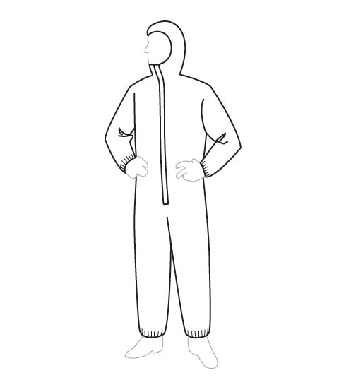 Lightweight Polypropylene Coveralls - Attached Hood, Elastic Wrists & Ankles