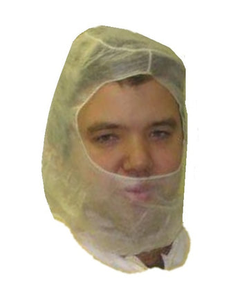 ProtecAll Polypropylene White Disposable Hair & Beard Cover Hood, 100/bag