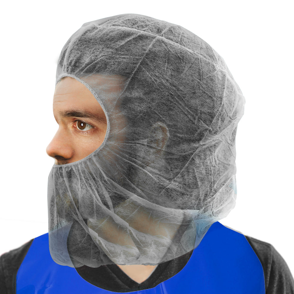 Disposable Hair & Beard Cover Hood | Bag of 100 or Box of 1,000