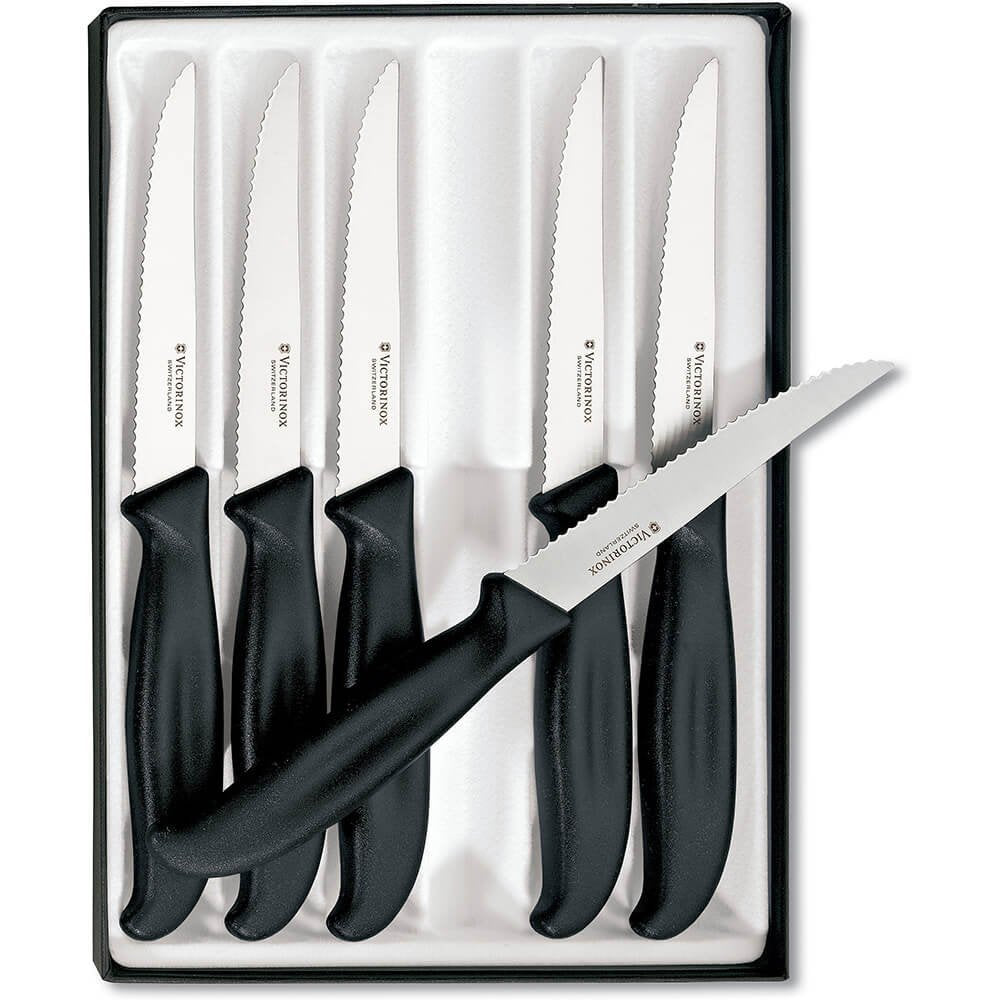 6 Piece 4.5" Wavy Edge pointed Tip Steak Knife Set