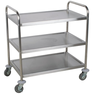 Choice Stainless Steel 3 Shelf Utility Cart 18 Gauge 33 3/4" x 21" x 37" - This item requires 10 days for delivery