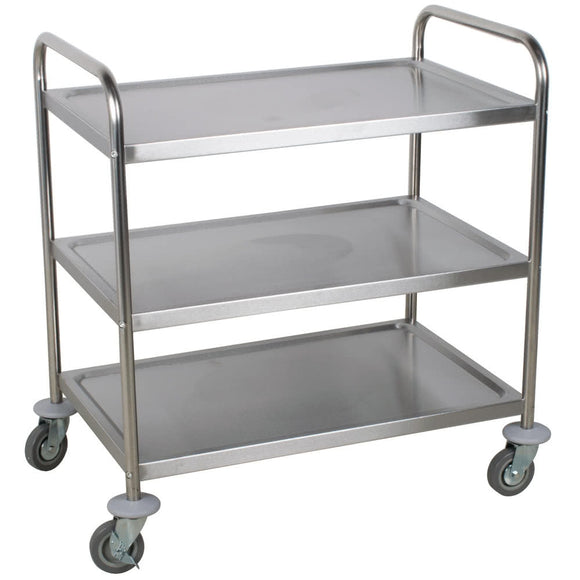 Choice Stainless Steel 3 Shelf Utility Cart 18 Gauge 33 3/4