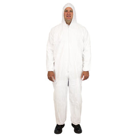 Disposable Polypropylene Coveralls with Hood | Elastic Wrists & Ankles