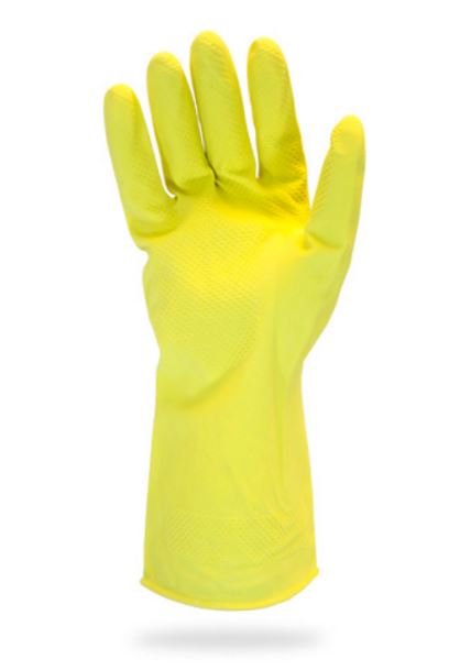 Gant de table doublé zone de sécurité en latex jaune 18mil - 0