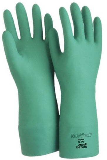 Ansell Sol-Vex® Green Nitril Flocklined Gloves 15 Mil, 13"