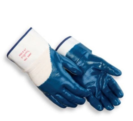 Gants en nitrile bleu à finition lisse Durawear | Manchette de sécurité - 0