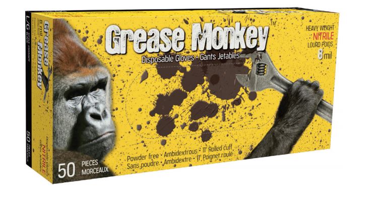 Gants de Nitrile Jetables Noire Grease Monkey 8 mil - 0