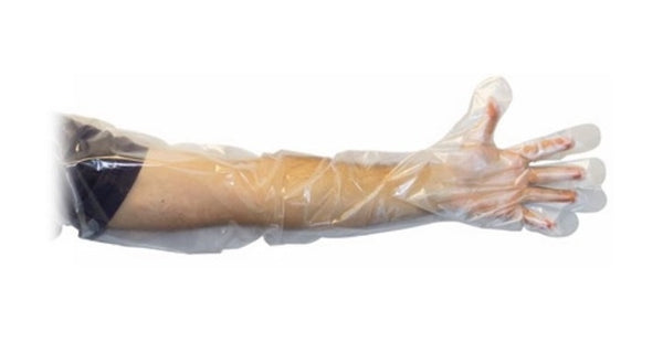 35″ Shoulder Length Clear Polyethylene Powder Free Gloves