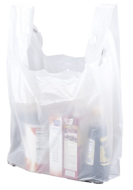 White Plastic Shopping Bags S5 12"x 7''x 22" ***HD***